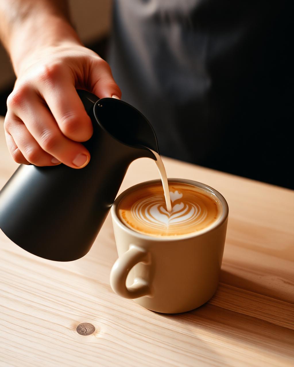Barista pouring latte art